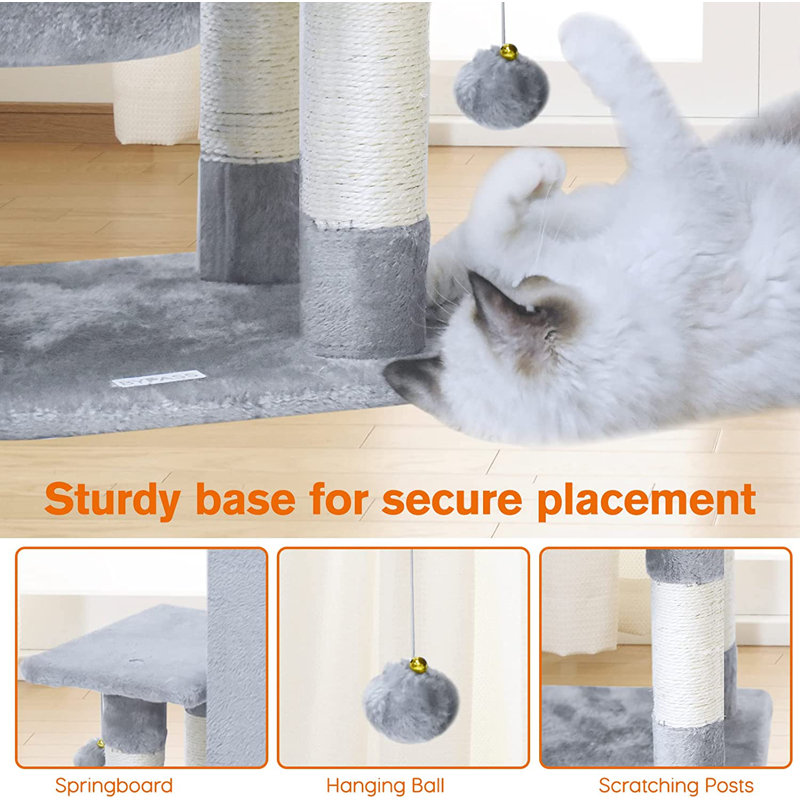 Tucker Murphy Pet Cat Tree For Indoor Cats 23.62 Modern Cat Tower With Sisal Scratching Posts Cat Condo With Plush Perch Climbing Ladder Dangling Ball Cat Furniture For Kittens Small Cats